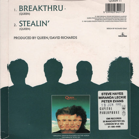 Queen : Breakthru (7", Single, Whi)