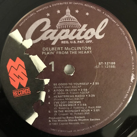 Delbert McClinton : Plain' From The Heart (LP, Album, Win)