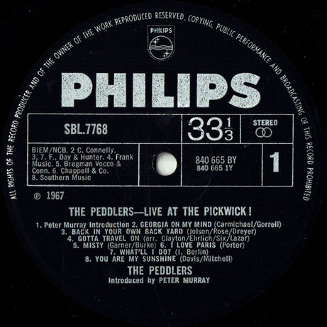 The Peddlers : Live At The Pickwick! (LP, Album, Fli)