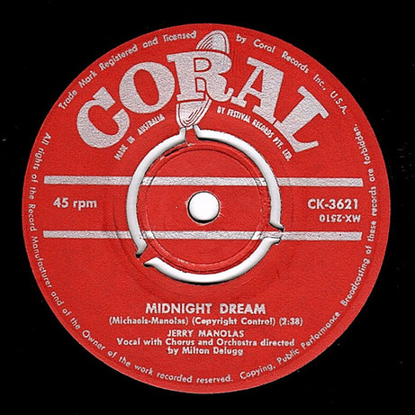 Jerry Manolas : Fools / Midnight Dream (7", Single, 3 P)
