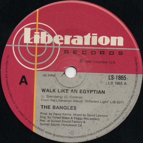 Bangles : Walk Like An Egyptian (7", Single, M/Print)