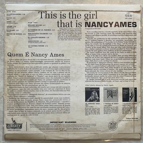 Nancy Ames : This Is The Girl That Is Nancy Ames (LP, Album)