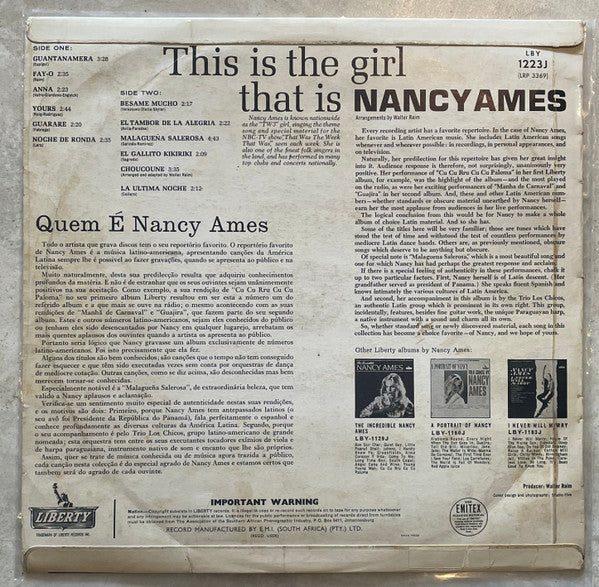 Nancy Ames : This Is The Girl That Is Nancy Ames (LP, Album)