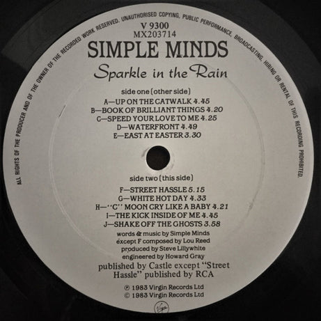 Simple Minds : Sparkle In The Rain (LP, Album)