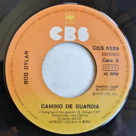 Bob Dylan : Cambio De Guardia (7", Single)