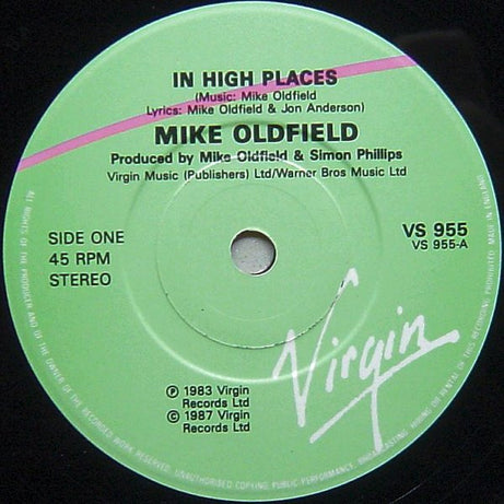 Mike Oldfield Featuring Jon Anderson : In High Places (7")