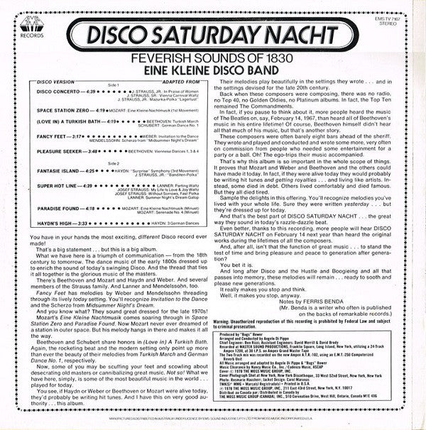 Eine Kleine Disco Band : Disco Saturday Nacht (Feverish Sounds Of 1830) (LP, Album, Red)