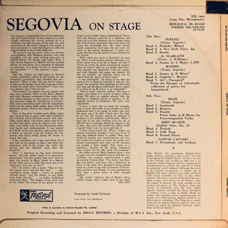Segovia* : On Stage (LP, Album)