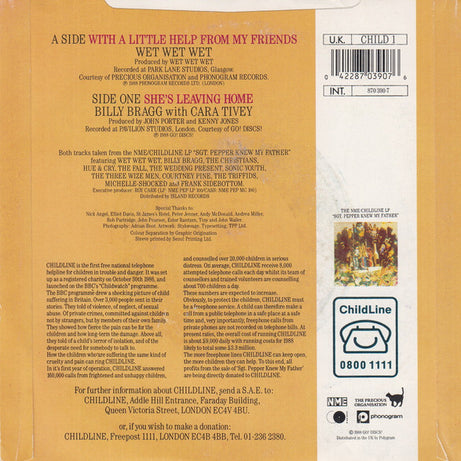 Wet Wet Wet / Billy Bragg : With A Little Help From My Friends / She's Leaving Home (7", Sil)
