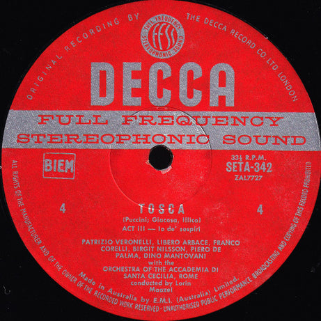 Giacomo Puccini, Birgit Nilsson, Franco Corelli, Dietrich Fischer-Dieskau, Orchestra dell'Accademia Nazionale di Santa Cecilia And Coro dell'Accademia Nazionale di Santa Cecilia, Lorin Maazel : Tosca (2xLP, Album + Box)