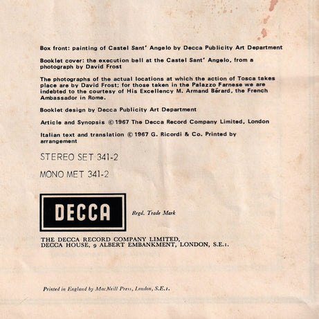 Giacomo Puccini, Birgit Nilsson, Franco Corelli, Dietrich Fischer-Dieskau, Orchestra dell'Accademia Nazionale di Santa Cecilia And Coro dell'Accademia Nazionale di Santa Cecilia, Lorin Maazel : Tosca (2xLP, Album + Box)