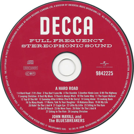 John Mayall And The Bluesbreakers* : A Hard Road (CD, Album, Mono, RE, RM, Red)