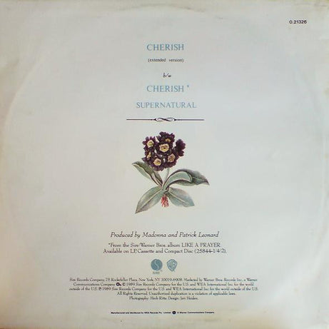 Madonna : Cherish (Extended Version) (12", Single)