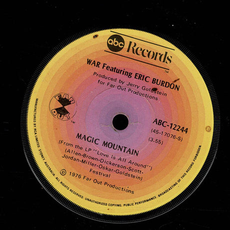 War Featuring Eric Burdon* : Magic Mountain (7", Single)