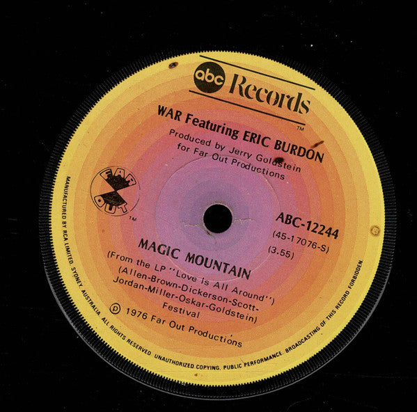 War Featuring Eric Burdon* : Magic Mountain (7", Single)