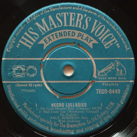 Paul Robeson : Negro Lullabies (7", EP)