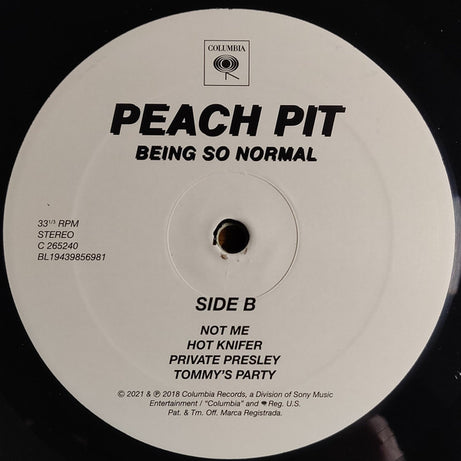 Peach Pit (3) : Being So Normal (LP, Album, RE)