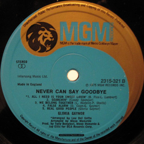 Gloria Gaynor : Never Can Say Goodbye (LP, Album, P/Mixed)