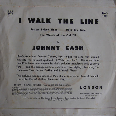 Johnny Cash : I Walk The Line (7", EP, Kno)