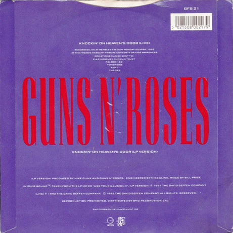 Guns N' Roses : Knockin' On Heaven's Door (7", Single, Car)