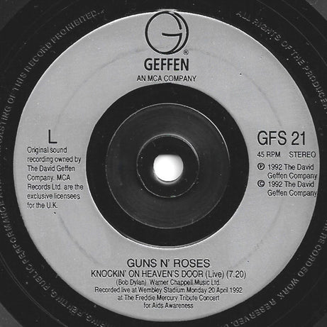 Guns N' Roses : Knockin' On Heaven's Door (7", Single, Car)