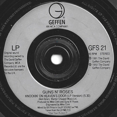 Guns N' Roses : Knockin' On Heaven's Door (7", Single, Car)