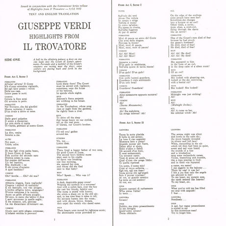 Giuseppe Verdi / Robert Merrill, Gabriella Tucci, Giulietta Simionato, Franco Corelli , Etc.,  Coro Del Teatro Dell'Opera Di Roma & Orchestra Del Teatro Dell'Opera Di Roma , Conducted By Thomas Schippers : Highlights From Il Trovatore (LP, Album, Club)