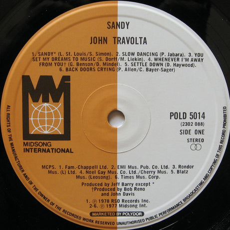 John Travolta : Sandy (LP, Album)