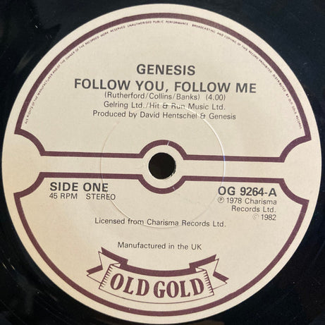Genesis : Follow You, Follow Me (7", Single, RE)