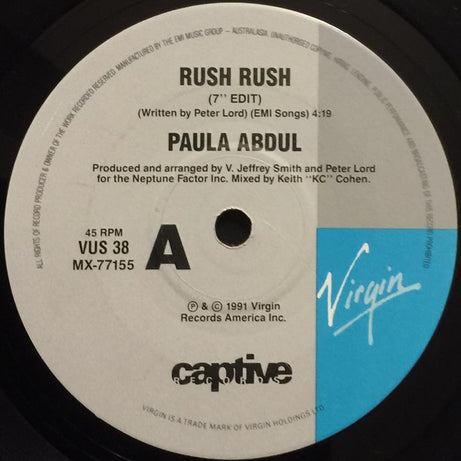 Paula Abdul : Rush Rush (7", Single)