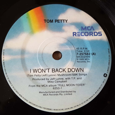 Tom Petty : I Won't Back Down (7", Single)