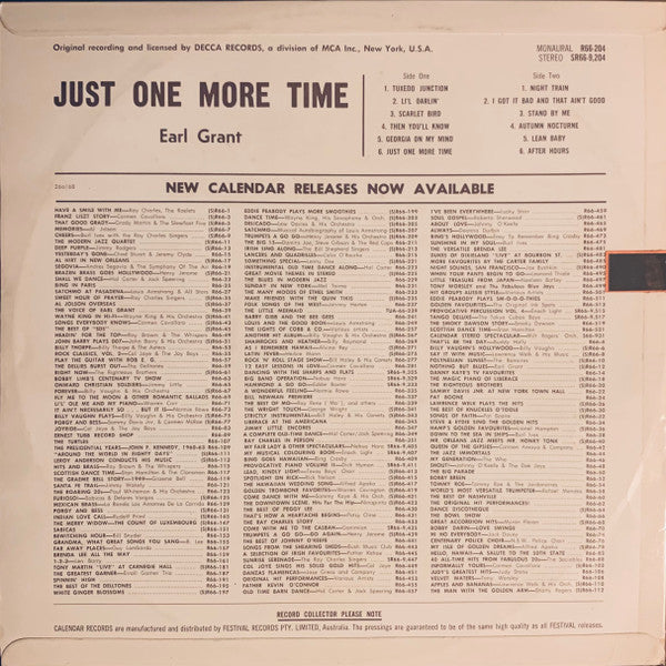 Earl Grant : Just One More Time And Other Instrumental Favorites (LP, Album)