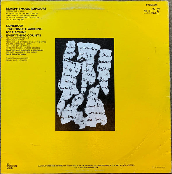 Depeche Mode : Blasphemous Rumours (12", Single, Ltd)