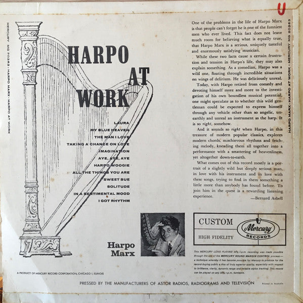 Harpo Marx : Harpo At Work (LP, Album)