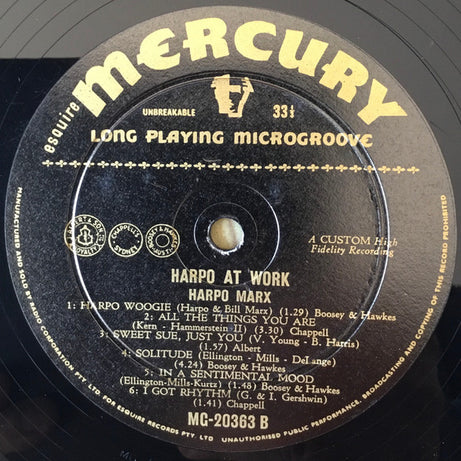 Harpo Marx : Harpo At Work (LP, Album)