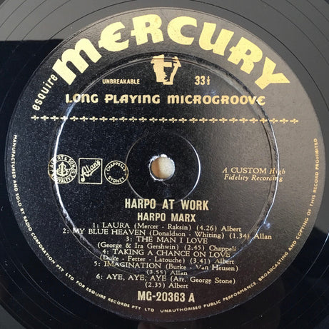 Harpo Marx : Harpo At Work (LP, Album)