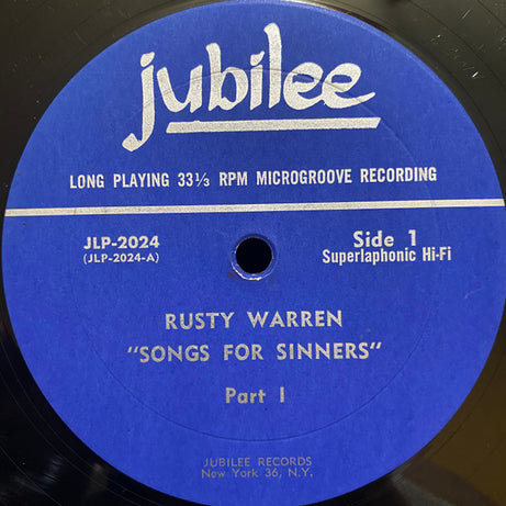 Rusty Warren : Songs For Sinners (LP, Album, Mono, Blu)