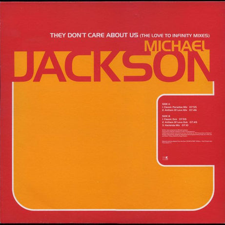 Michael Jackson : They Don't Care About Us (The Love To Infinity Mixes) (12", Promo)