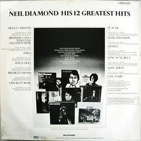 Neil Diamond : His 12 Greatest Hits (LP, Comp, Ltd, Pic)