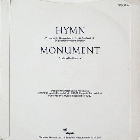 Ultravox : Hymn (7", Single, Blu)