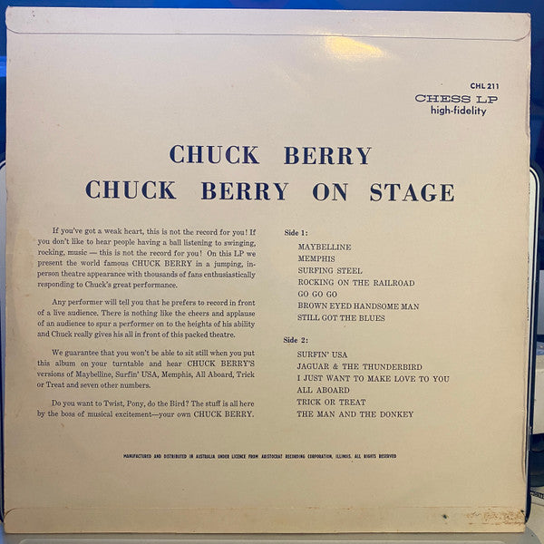 Chuck Berry : Chuck Berry On Stage (LP, Album)
