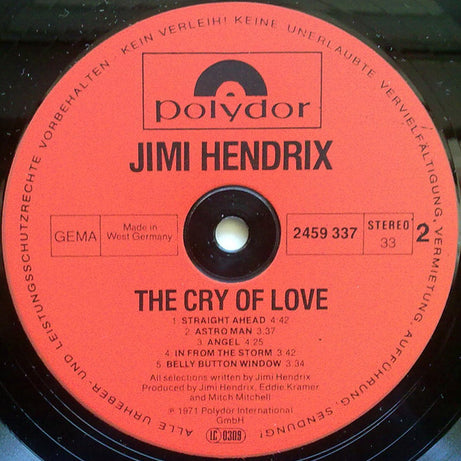 Jimi Hendrix : The Cry Of Love (LP, Album, RE)
