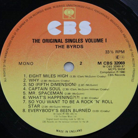 The Byrds : The Original Singles 1965-1967 Volume 1 (LP, Comp, Mono, RE)