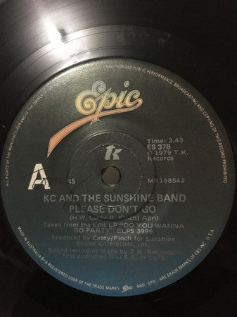 KC & The Sunshine Band : Please Don't Go (7", Single)