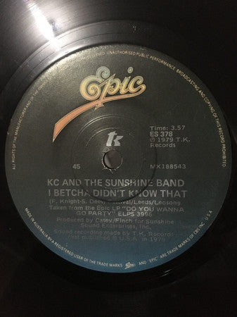 KC & The Sunshine Band : Please Don't Go (7", Single)