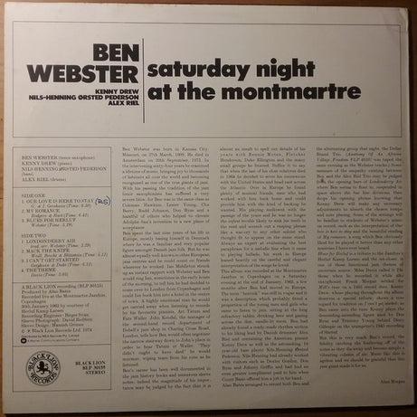 Ben Webster : Saturday Night At The Montmartre (LP)