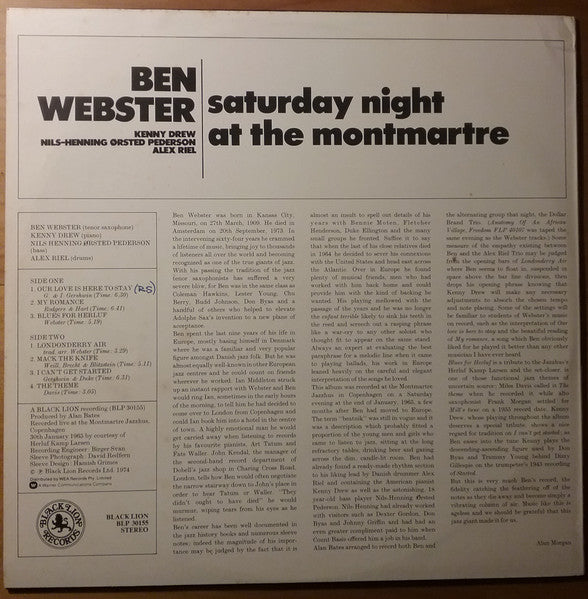 Ben Webster : Saturday Night At The Montmartre (LP)