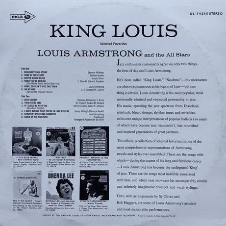 Louis Armstrong And His All-Stars : King Louis (Selected Favorites) (LP, Album, RE)