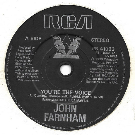 John Farnham : You're The Voice (7", Single)