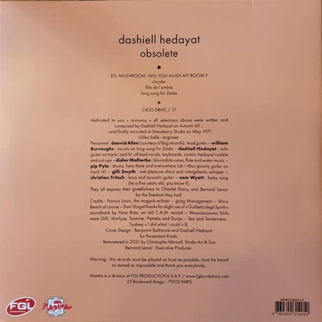 Dashiell Hedayat : Obsolete (LP, Album, RSD, Ltd, RE, RM, Sal)